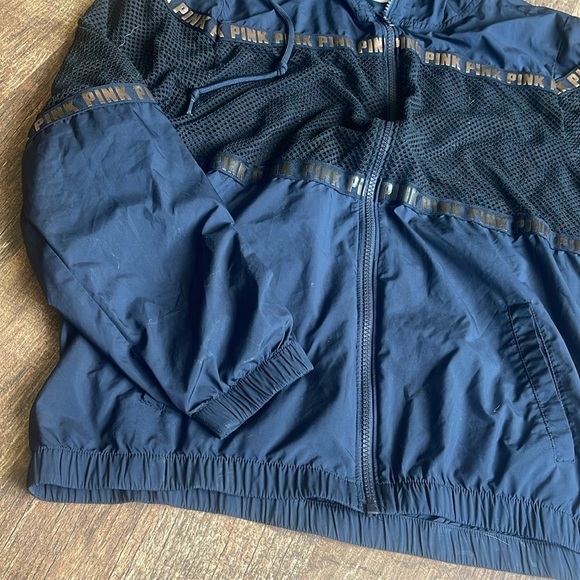 Victoria Secret Pink - Black Mesh Hooded Full Zip Jacket - Picture 3 of 6